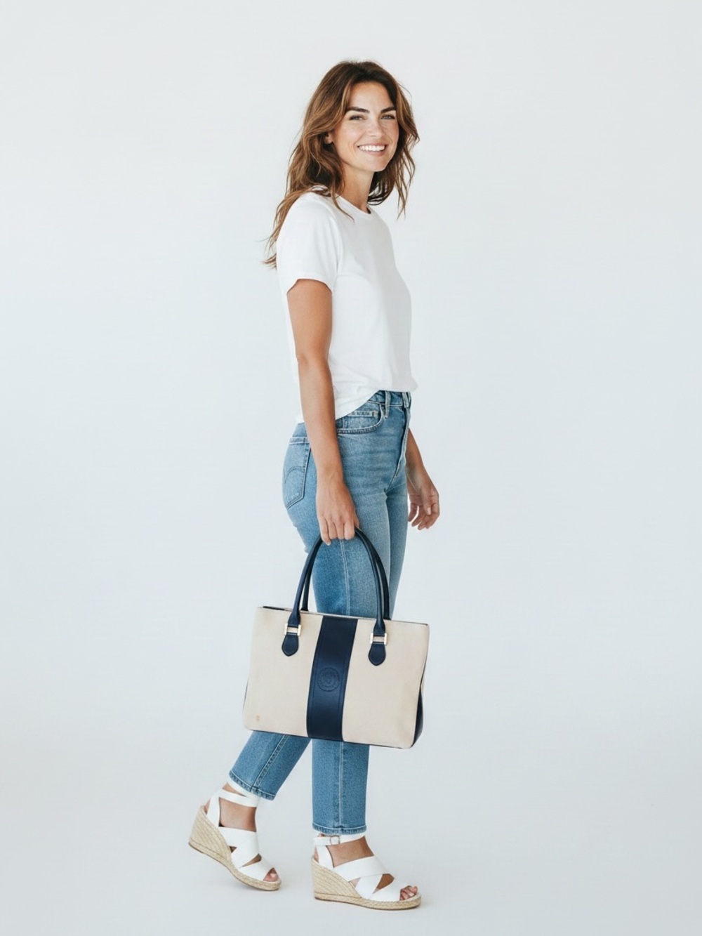 Roberta di Camerino Leather and Canvas Tote